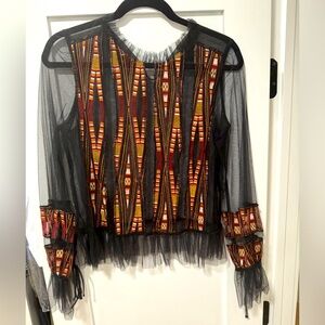 Allison mesh embroidered top